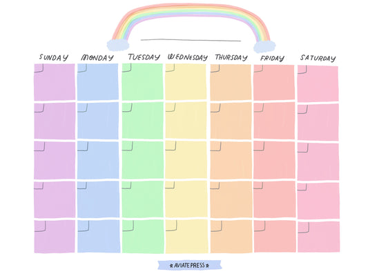 Rainbow Monthly Calendar Download