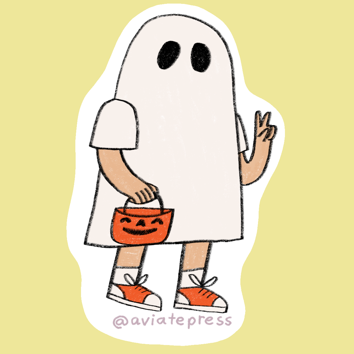 Glitter Ghost Trick or Treater Sticker