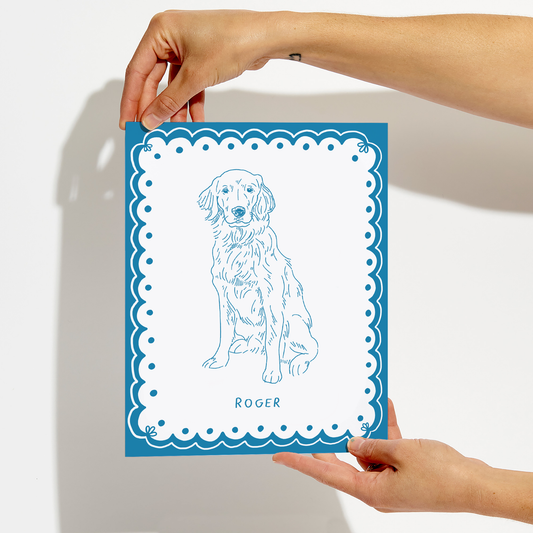 Custom Pet Portrait - Dotted Frame