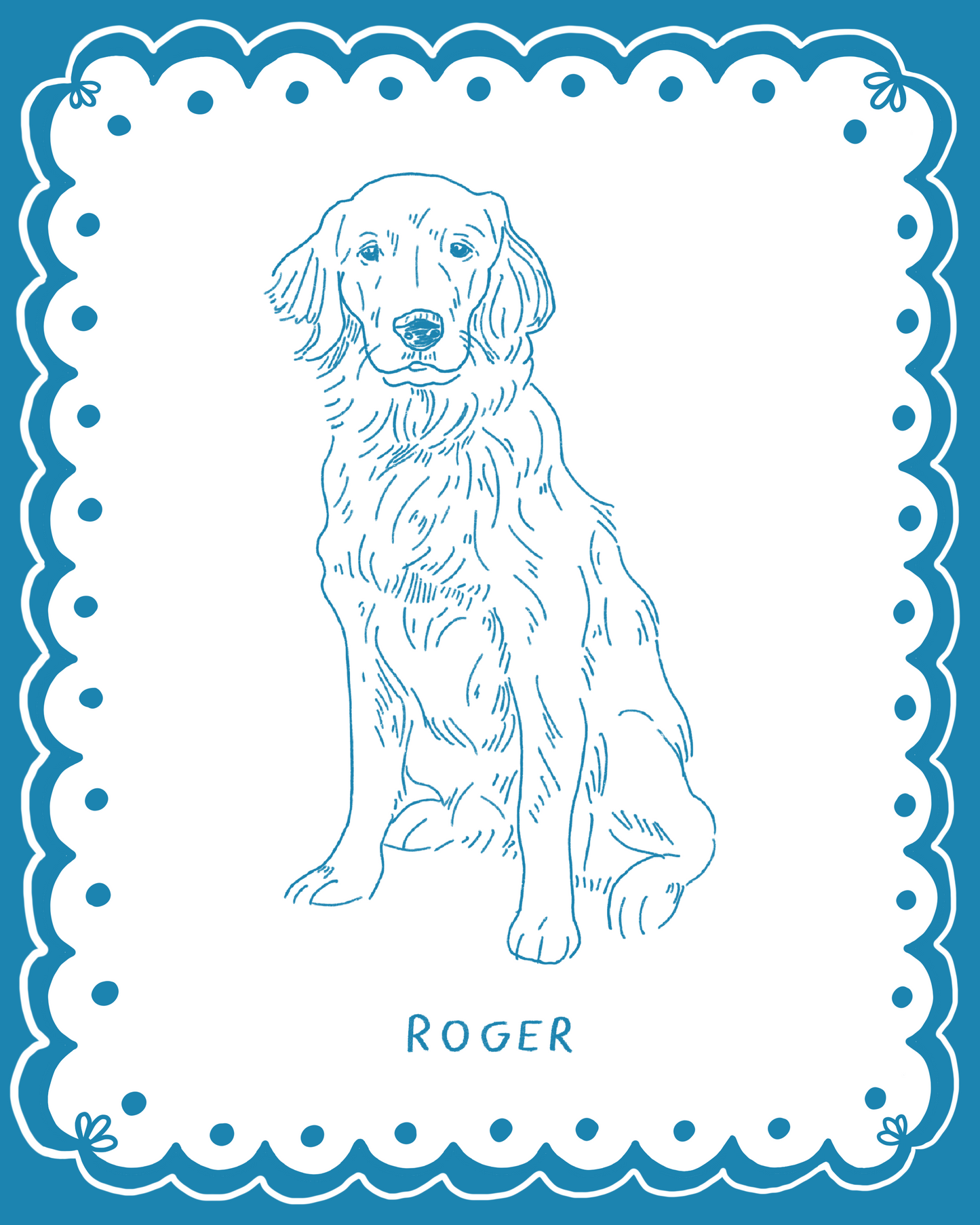 Custom Pet Portrait - Dotted Frame