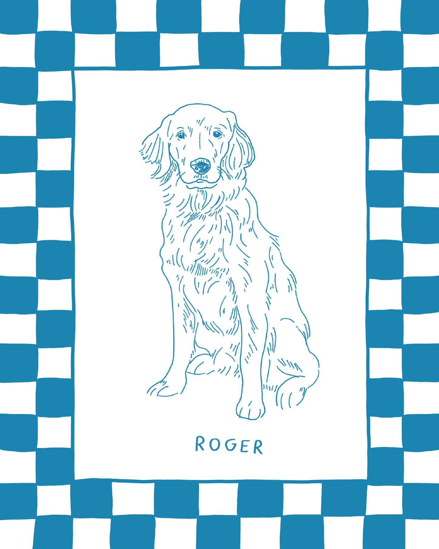 Custom Pet Portrait - Checkered Frame