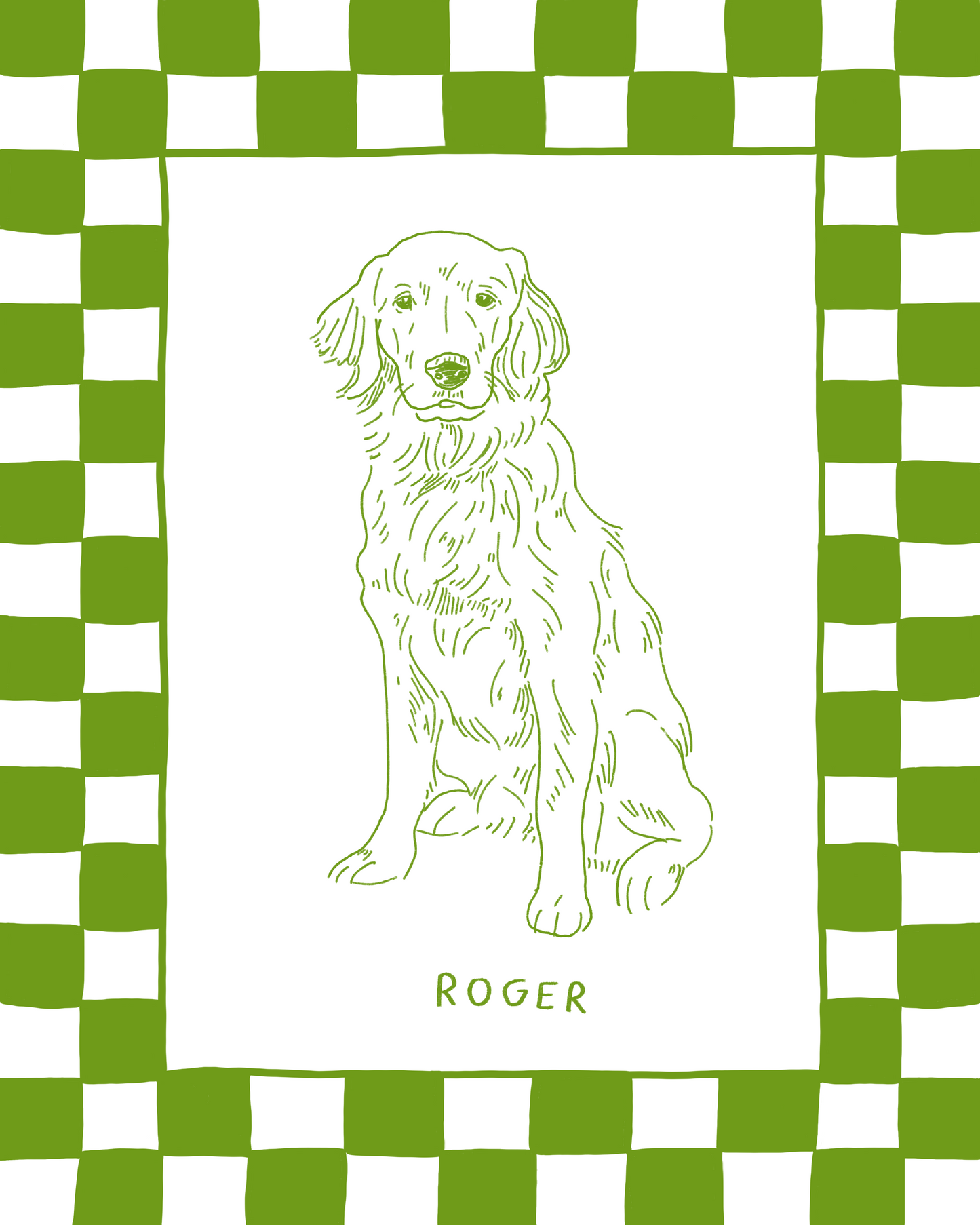 Custom Pet Portrait - Checkered Frame