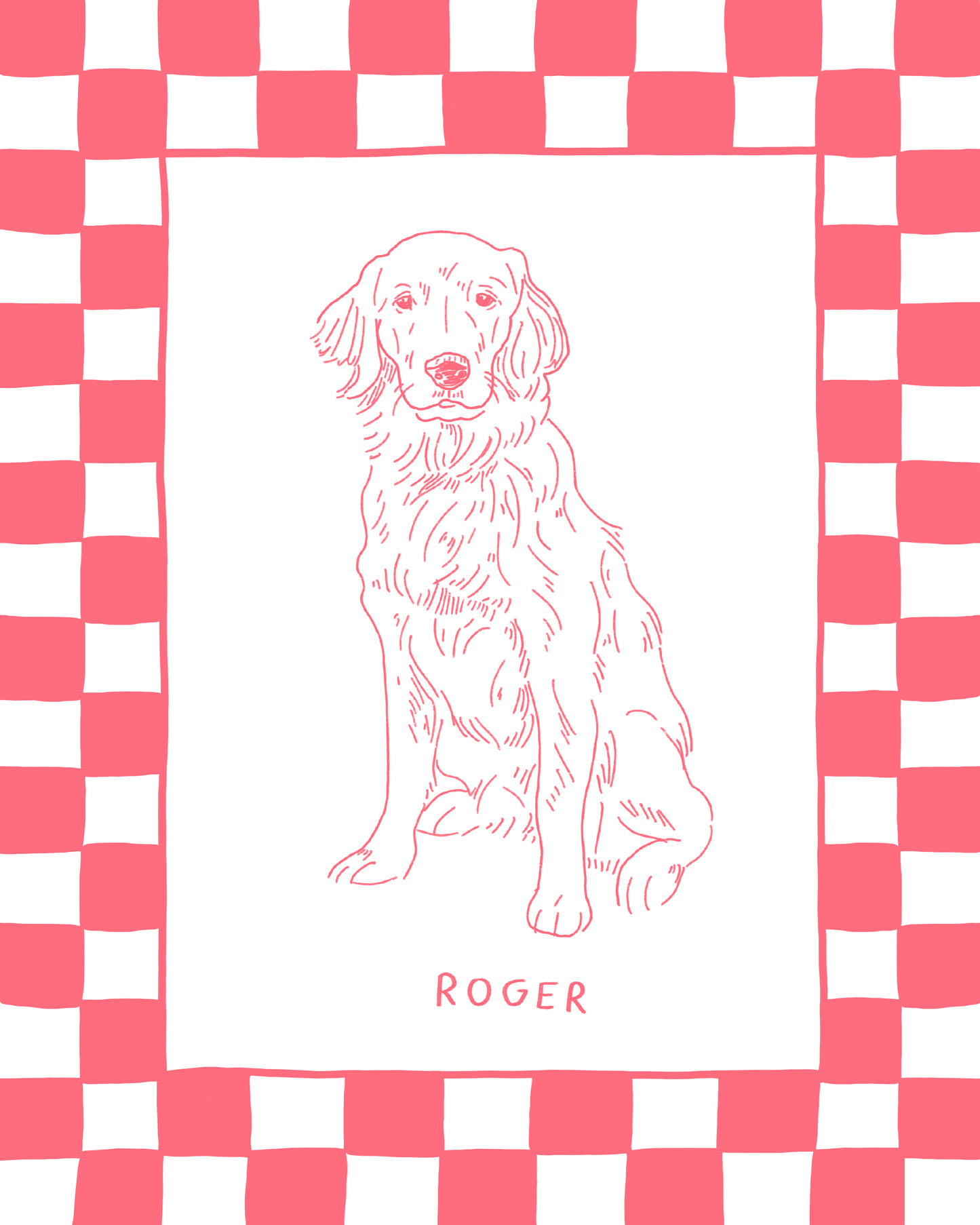 Custom Pet Portrait - Checkered Frame
