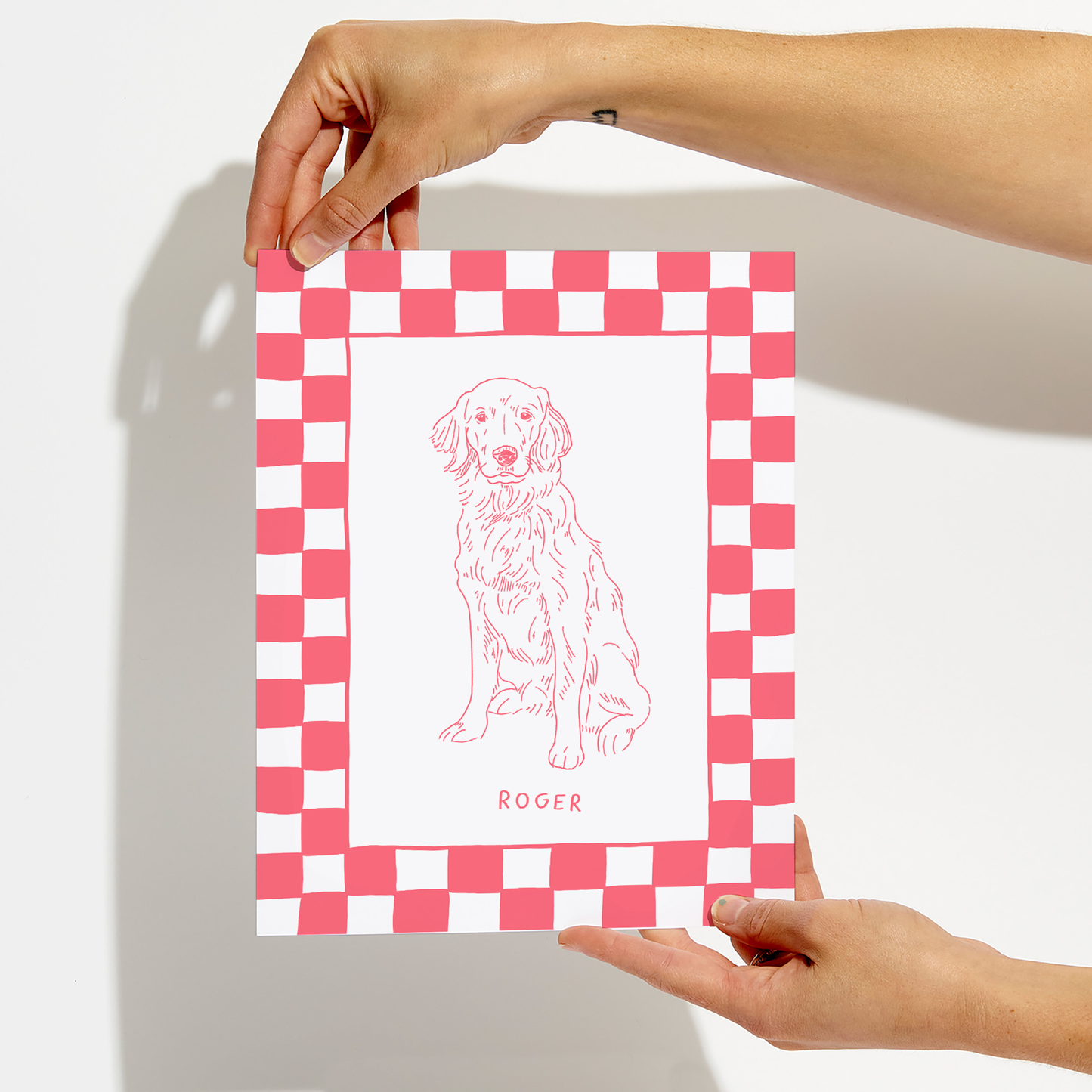 Custom Pet Portrait - Checkered Frame