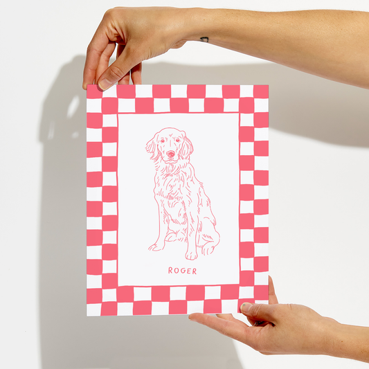 Custom Pet Portrait - Checkered Frame