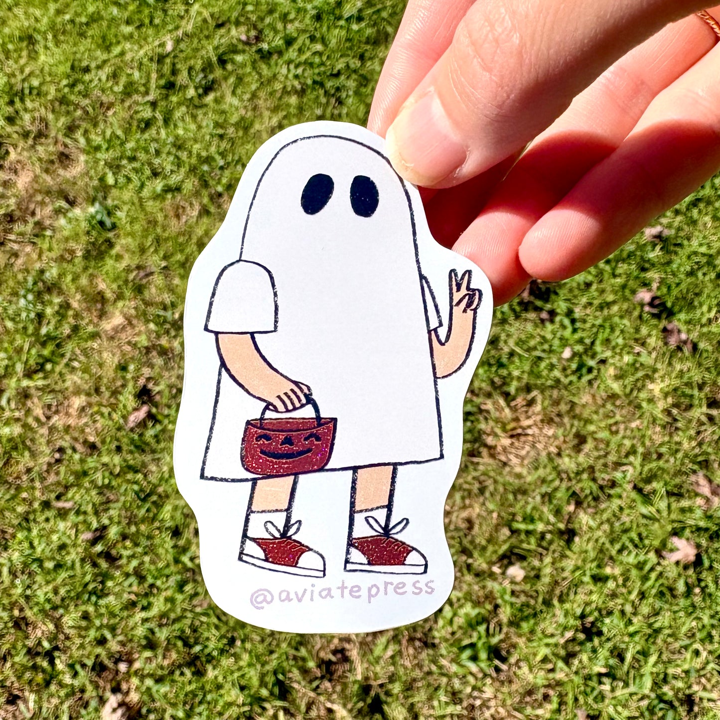 Glitter Ghost Trick or Treater Sticker