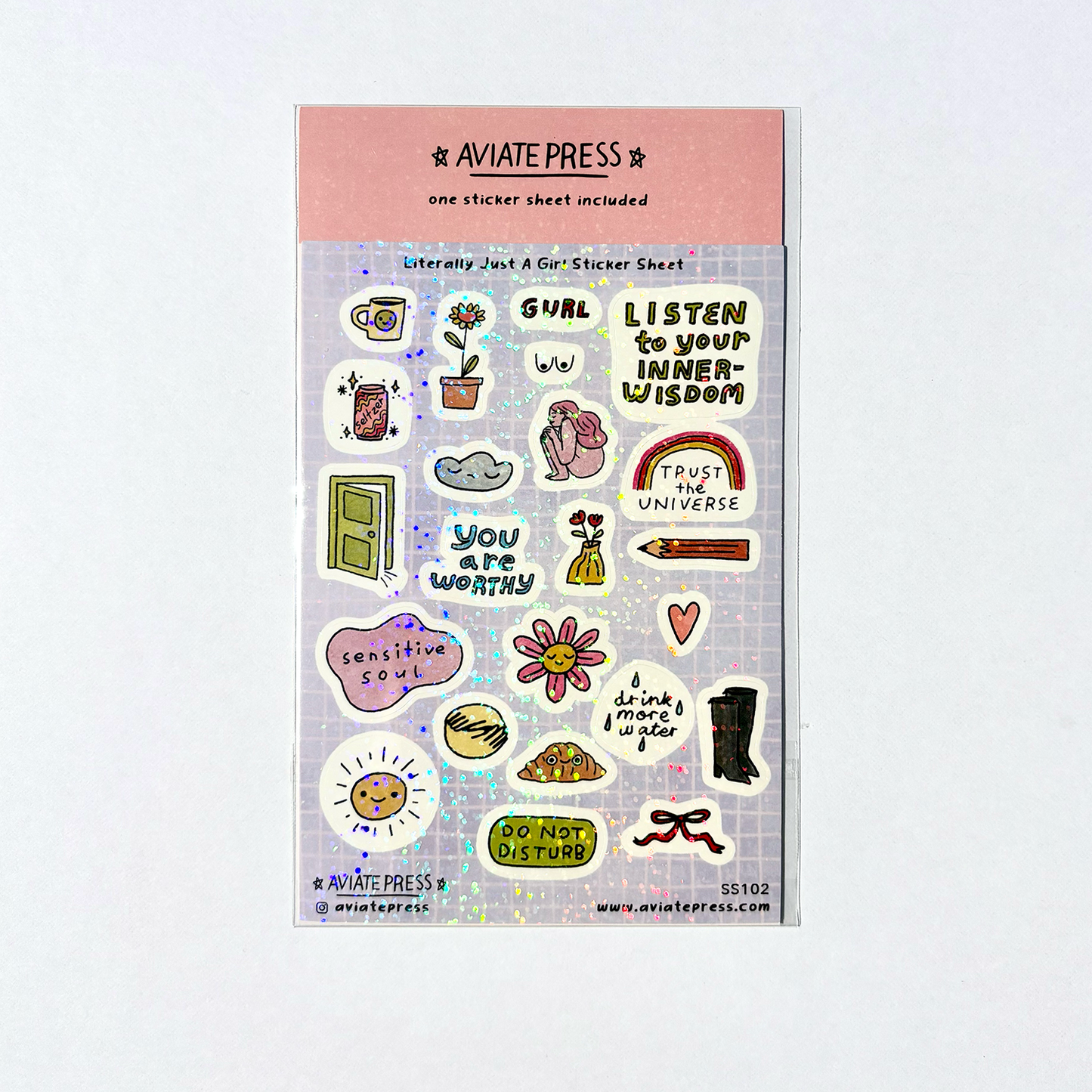 Literally Just A Girl Glitter Sticker Sheet
