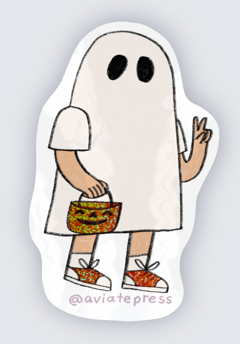Glitter Ghost Trick or Treater Sticker