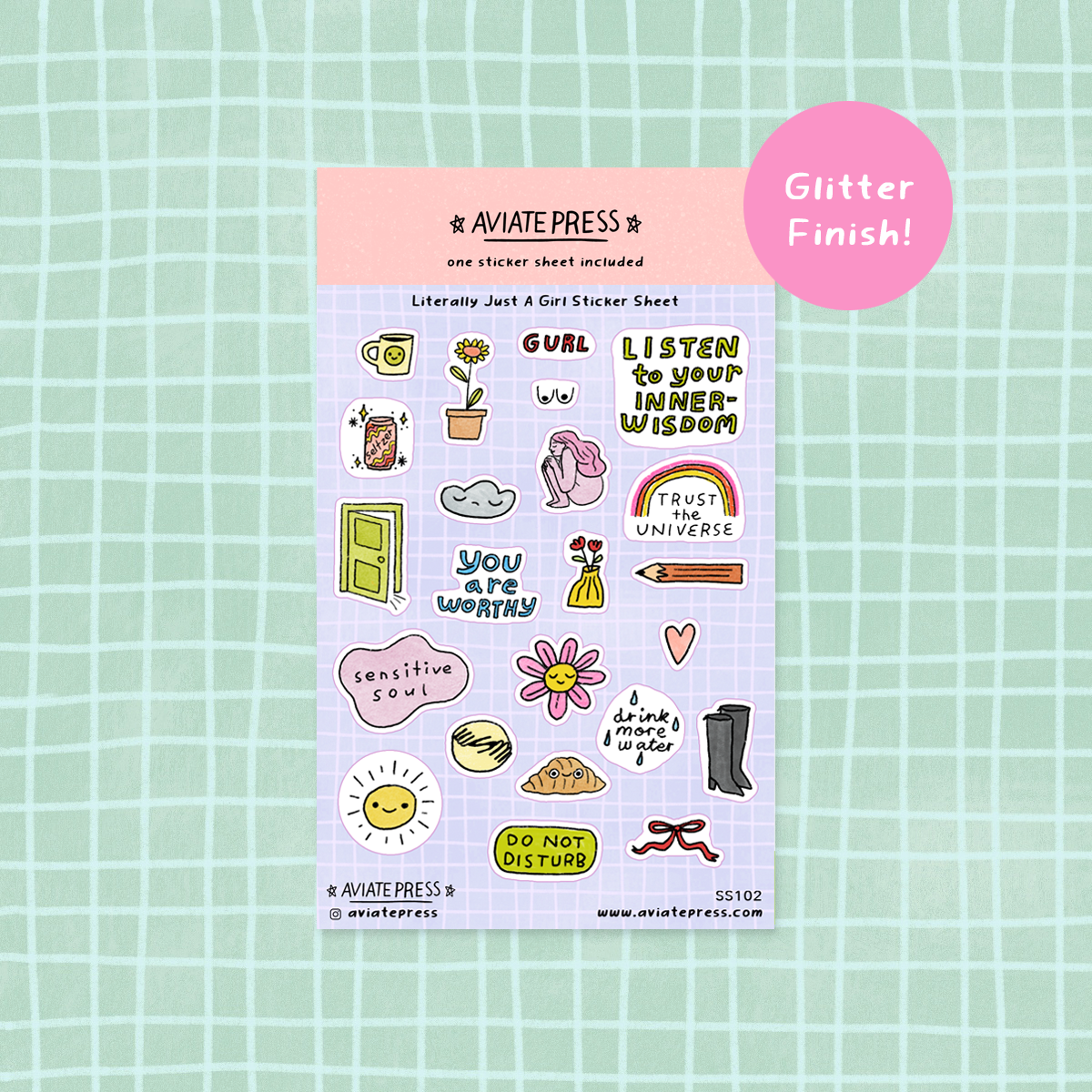 Literally Just A Girl Glitter Sticker Sheet