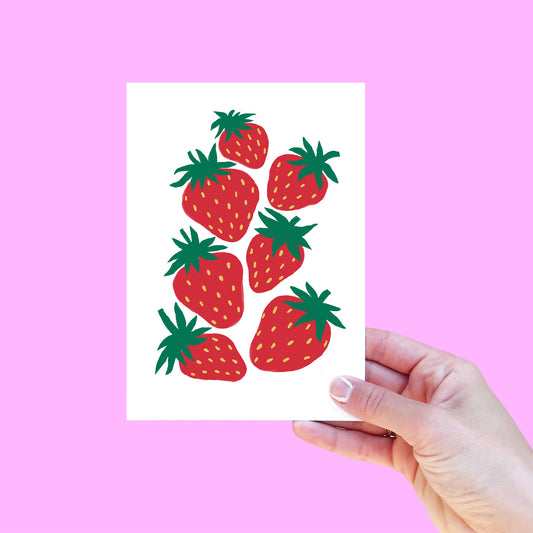 Mini Strawberry Art Print / Postcard
