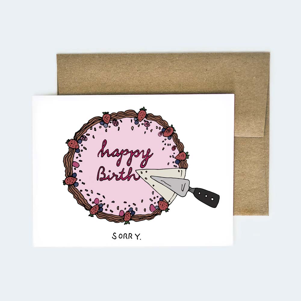 funny late happy birthday card with envelope