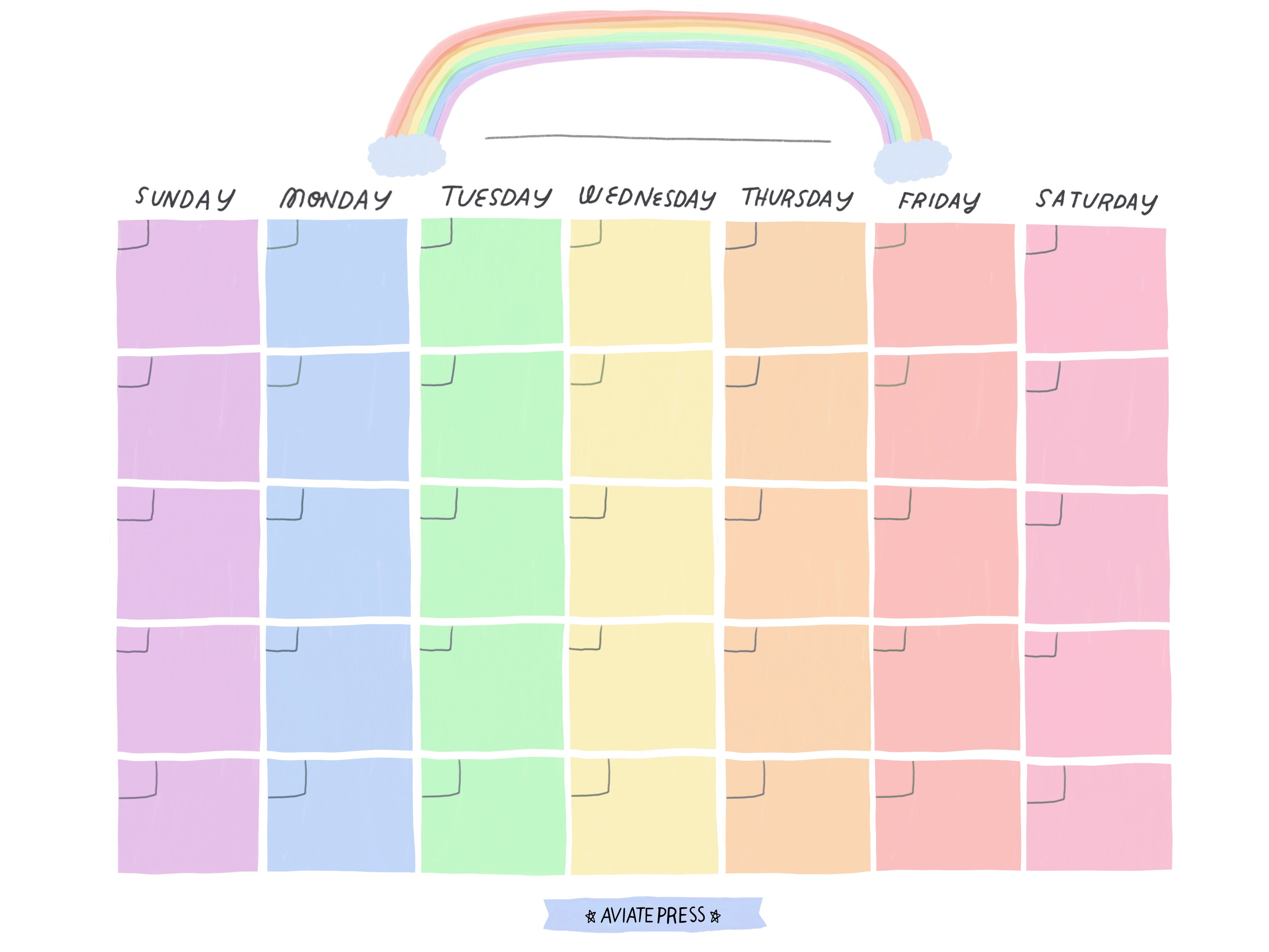Rainbow Monthly Calendar Download Aviate Press rainbow-monthly-calendar-download-aviate-press